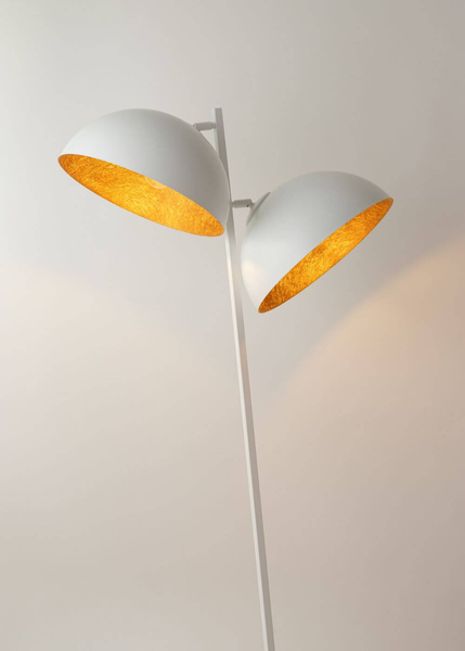 Stojąca lampa podłogowa Sfera kopuły białe miedziane