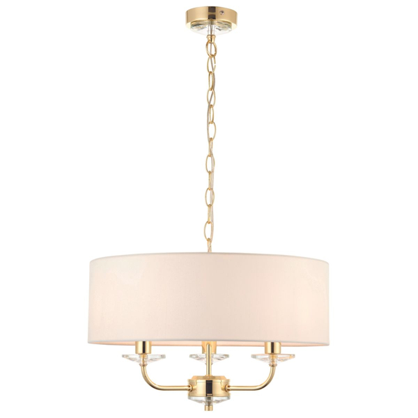 Wisząca lampa Nixon 70560 Endon z abażurem mosiądz ecru