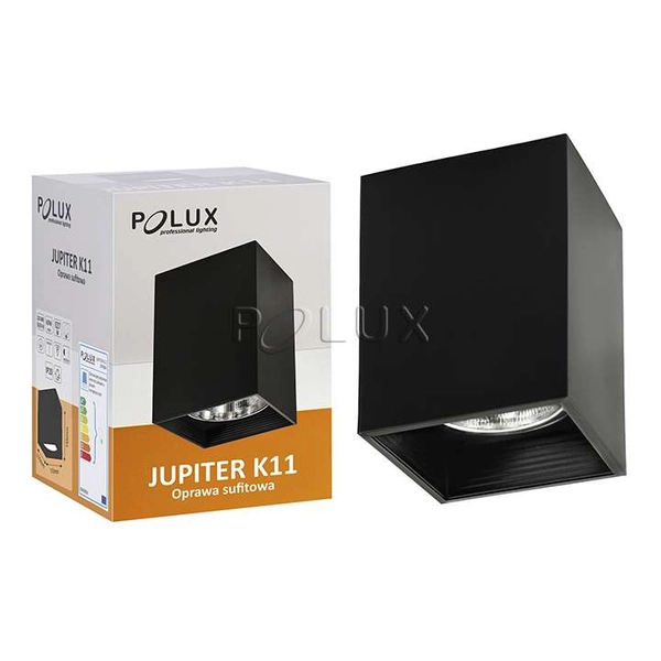 LAMPA sufitowa JUPITER K11 307798 Polux metalowa OPRAWA kwadratowy downlight czarny