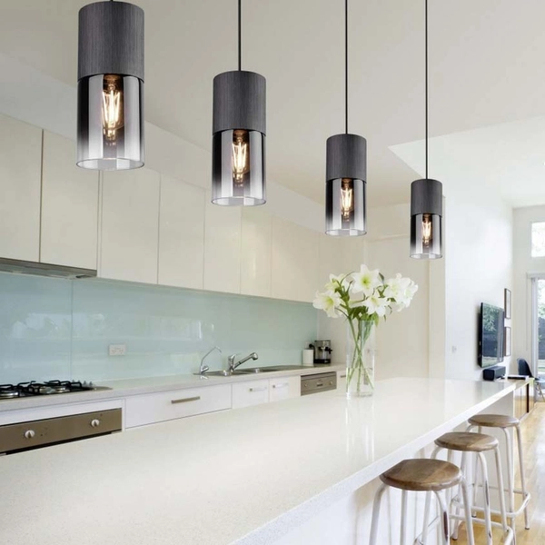 Wisząca lampa loftowa Robin 310600132 szklana tuba czarna do kuchni