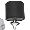 Klasyczna lampa ścienna Abu Dhabi w01837ch-bk Cosmolight metal tkanina srebrny czarny