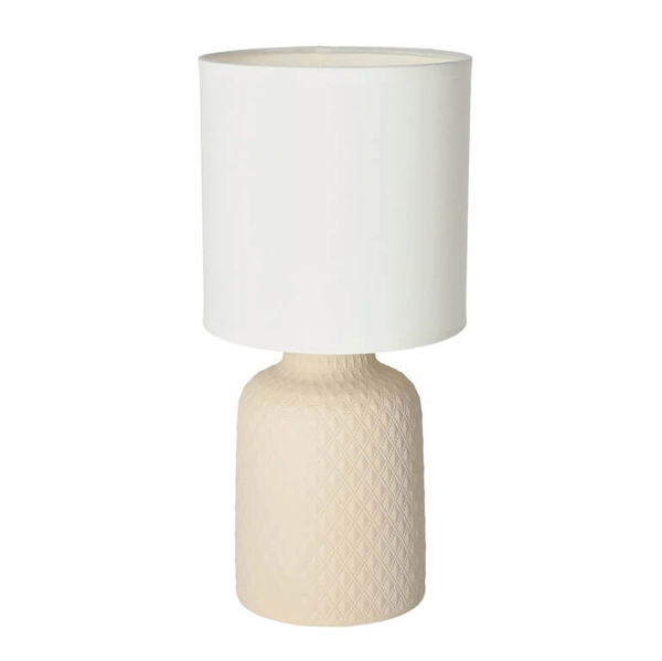 Ceramiczna lampka nocna Iner 41-79879 abażur biała beżowa