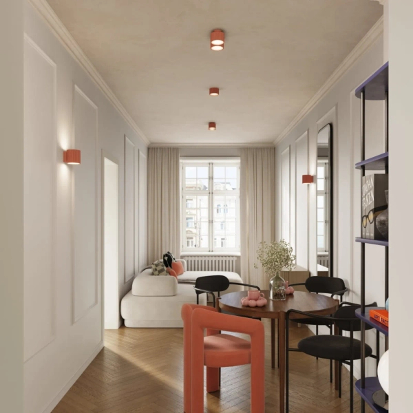 Sufitowa lampa AURA SL.1827 brzoskwiniowa 1xGx53 ryfel tubka metalowa
