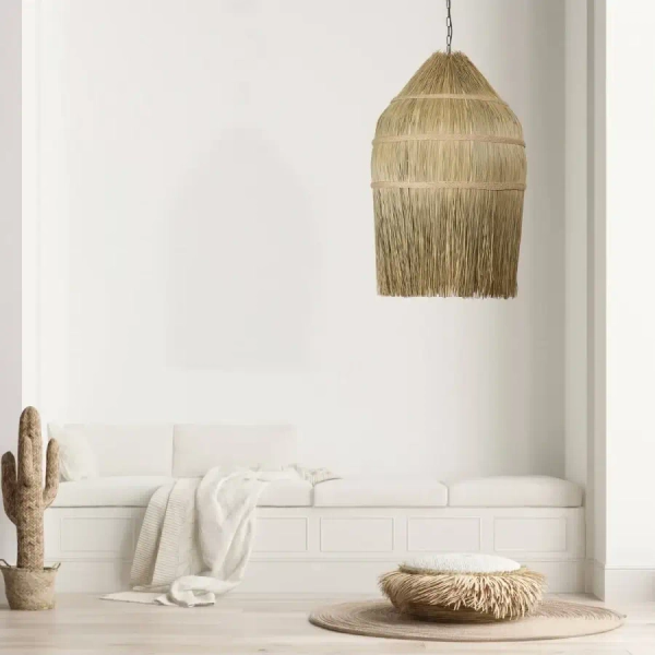 Na łańcuchu wisząca lampa 17129 naturalna słoma regulowana brązowy