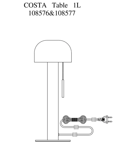 Lampka na stolik Costa 108576 Markslojd grzybek pociągowy włącznik złoty czarny