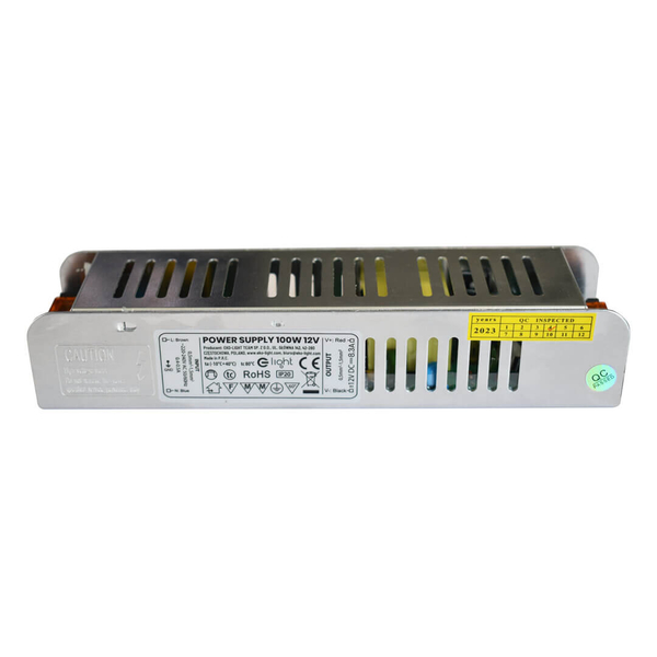 Zasilacz do taśm LED EKZAS366 Eko-light 100W 12V DC metalowy szary