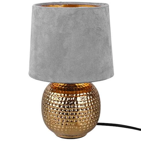 Ceramiczna LAMPA stołowa EUDORA DL011-50821 RL Light abażurowa LAMPKA stojąca nocna szara złota