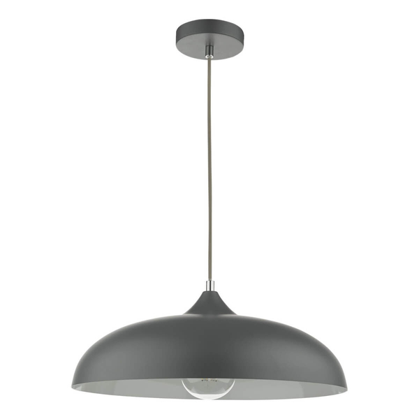 Metalowa lampa wisząca Kaelan KAE0137 kopułowa szara