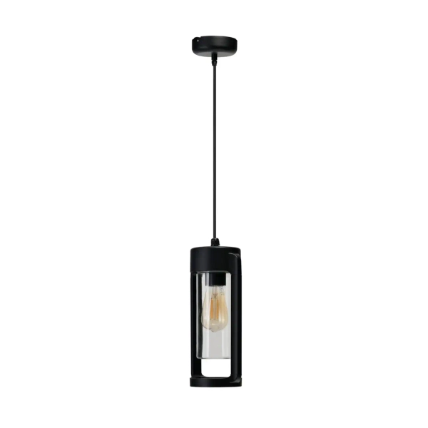 Lampa wisząca zewnętrzna natynkowa LANTERN E27 IP54 AZ6829 czarna szklana aluminiowa