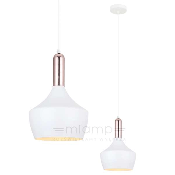 LAMPA wisząca OPHELIA MDM-3028/1 W+COP Italux metalowa OPRAWA industrialny zwis loft miedź biały