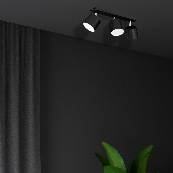 Reflektorowa lampa sufitowa Dixie nad kuchenną wyspę czarna
