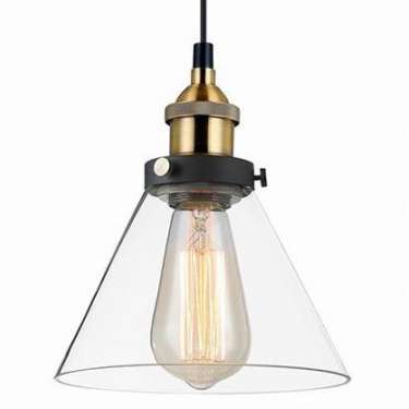 Industrialna LAMPA wisząca GETAN MDM-2564/1 Italux szklana OPRAWA stożek ZWIS okrągły conrad francis przezroczysty