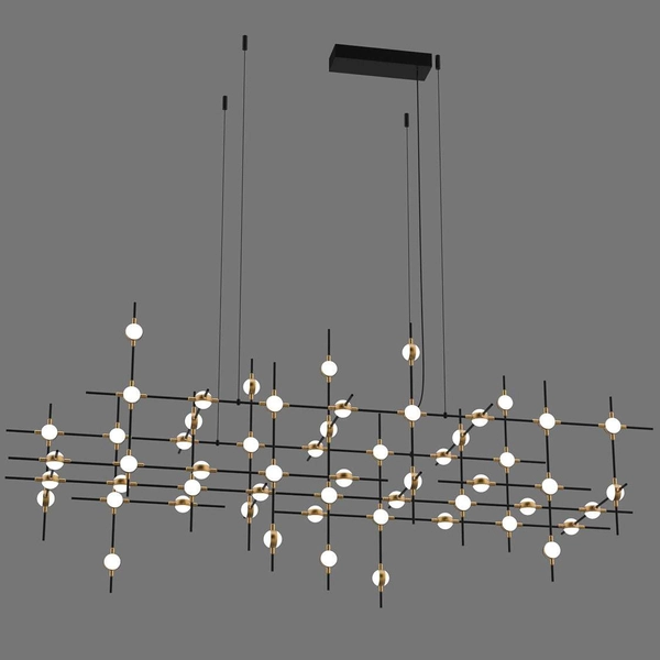 LAMPA wisząca PROVENZA MD18001067-55A BG Italux metalowa OPRAWA zwis pręty LED 132W 3000K designerskie czarne złote