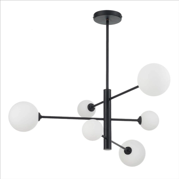 Loftowa LAMPA sufitowa DORADO LP-002/6P BK Light Prestige metalowa oprawa szklane kule plafon molekuły czarne białe