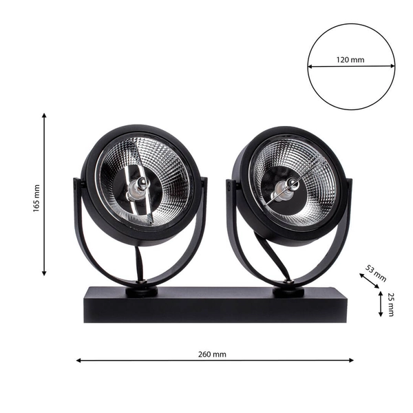 Sufitowa LAMPA plafon LUGAR ML5706 Milagro metalowa OPRAWA regulowane reflektorki okrągłe natynkowe czarne