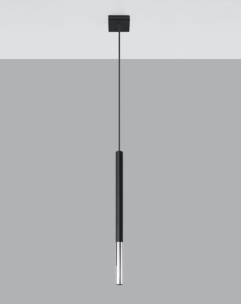 LAMPA wisząca SL.0885 okrągła OPRAWA metalowy ZWIS tuba czarna chrom