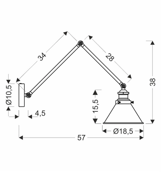 Loftowy kinkiet Fundo metalowy z regulacją czarny złoty