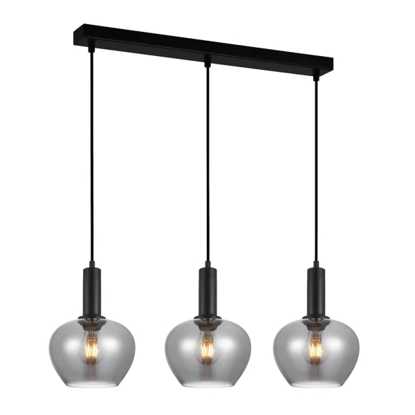 Potrójna lampa wisząca nad wyspę Stabla PND-30084-3-BK-SG przydymiona