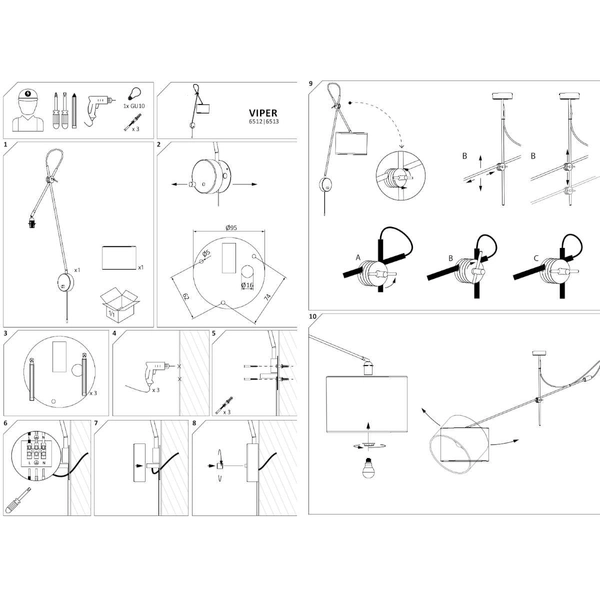 Kinkiet LAMPA ścienna VIPER 6513 Nowodvorski regulowana OPRAWA abażurowa KINKIET na wysięgniku czarny złoty
