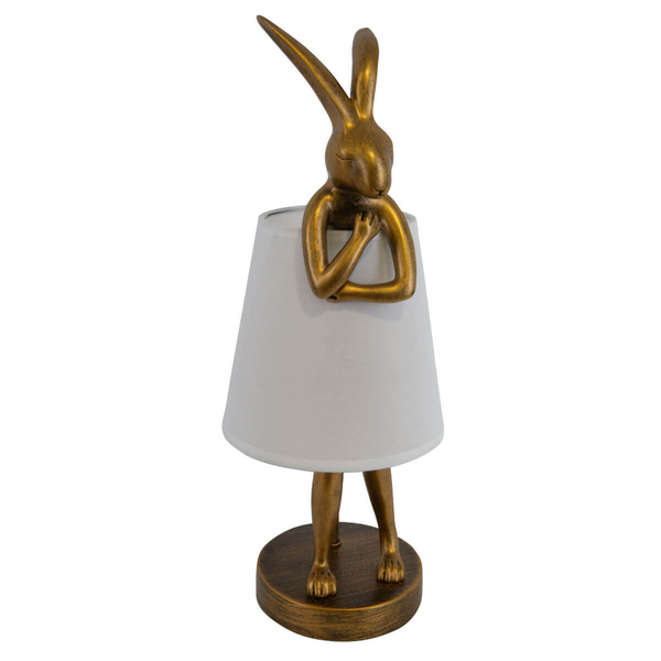 Nowoczesna lampka stołowa Haas TL0107-S KRÓLIK animals biały złoty