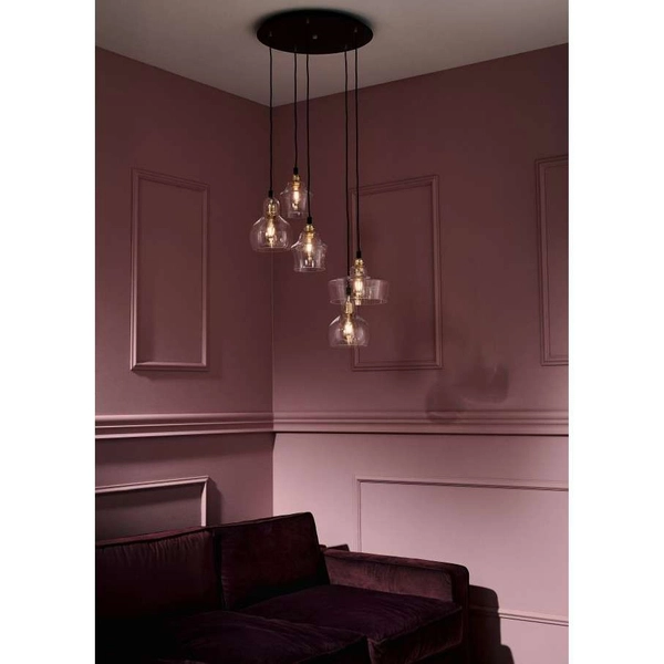 Lofrowa LAMPA wisząca LONGIS 10878505 Kaspa szklana OPRAWA skandynawski ZWIS kaskada złota przezroczysta czarna