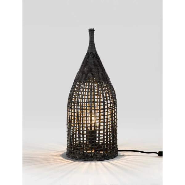Rustykalna lampa stojąca ALDENZO LE45388 ratanowa czarna