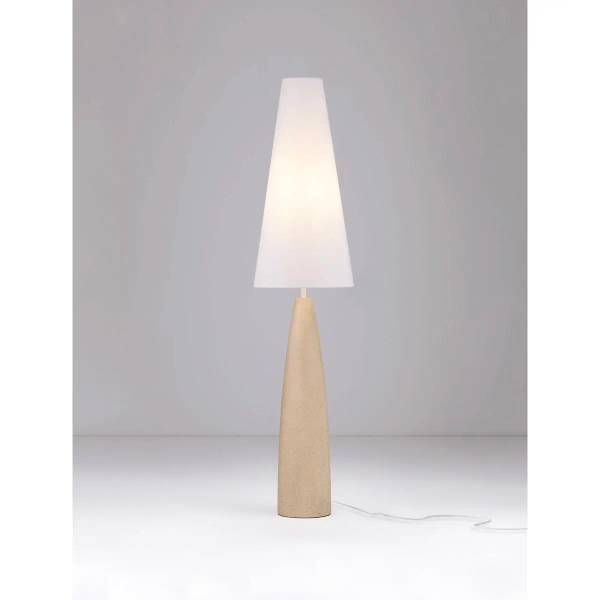 Podłogowa lampa z abażurem ORBEZIA LE45280 do salonu beżowa biała