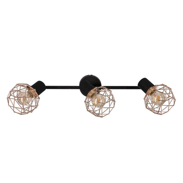 Potrójna lampa sufitowa Acrobat 93-22219 regulacja czarna miedziana