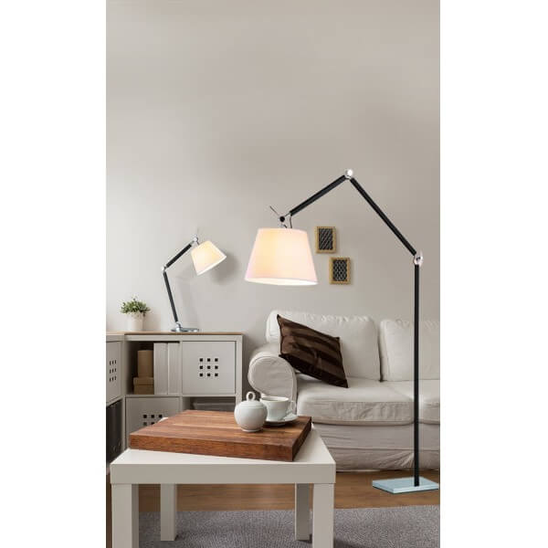 Podłogowa lampa abażurowa Zyta AZ1849+AZ2602 Azzardo salonu czarna biała