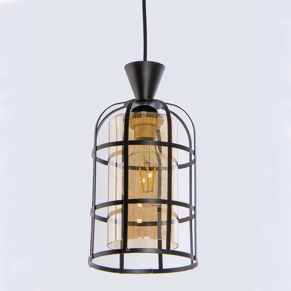 Druciana lampa wisząca VEN W-5007/1 BK industrialna czarny miodowy