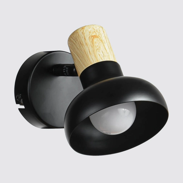 Kinkiet LAMPA ścienna Arezzo LP-1420/1W BK Light Prestige metalowa OPRAWA regulowany reflektorek drewniany czarny