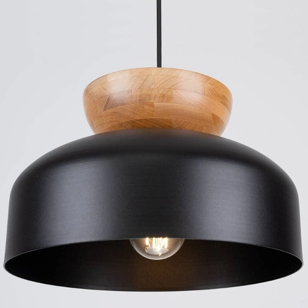 Wisząca lampa do salonu Marion SL.1351 półokrągła drewniana czarna