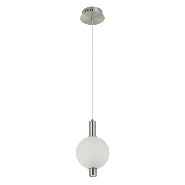 Kulista lampa wisząca Lenti PND-83631-1-SC-WH LED 7W 3000K biała srebrna