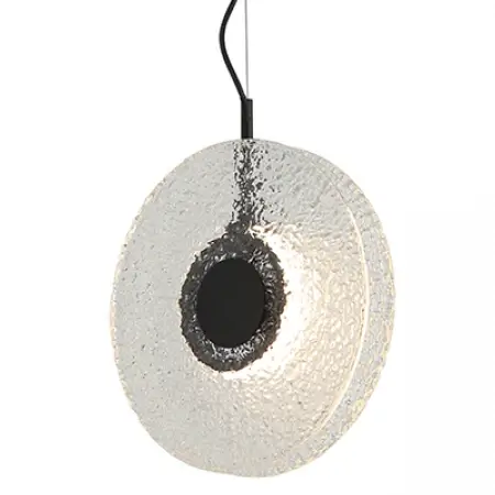Szklana lampa zwisająca nad wyspę 23073 LED 8W 3000K dysk czarny