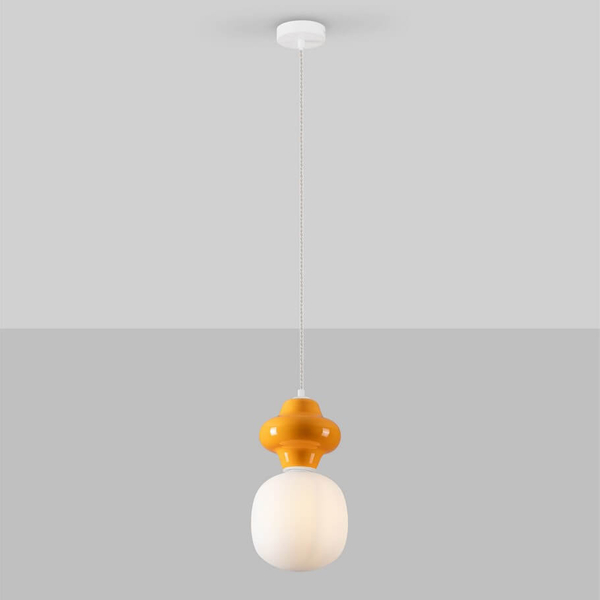 Szklana lampa wisząca VILROSA LE44556 do pokoju dziecięcego biała pomarańczowa