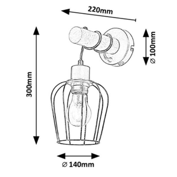 Industrialna LAMPA ścienna FABIAN 5244 Rabalux druciany kinkiet do salonu czarny