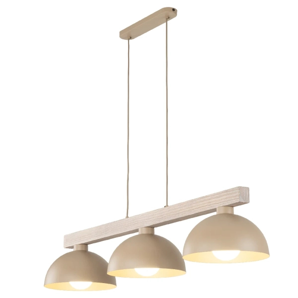 Wisząca lampa nad stół Oslo Sabia 11012 na belce drewnianej beżowy