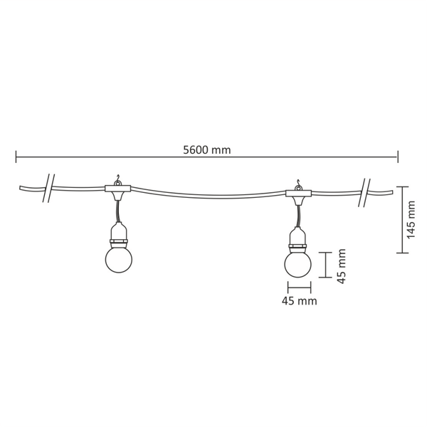 Girlanda do dekoracji z mlecznymi żarówkami 10 LED 5,6m IP44 ciepła