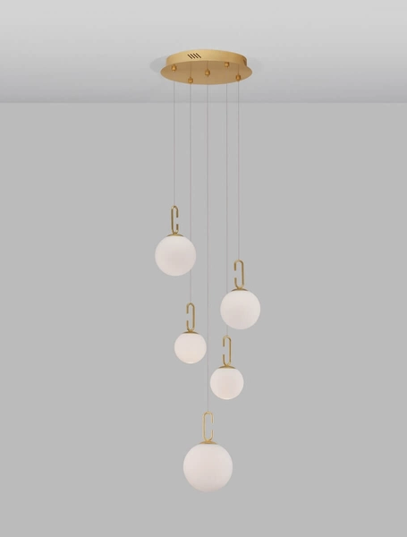 5-płomienna lampa wisząca YARA LE42732 LED 30,5W okrągła złota