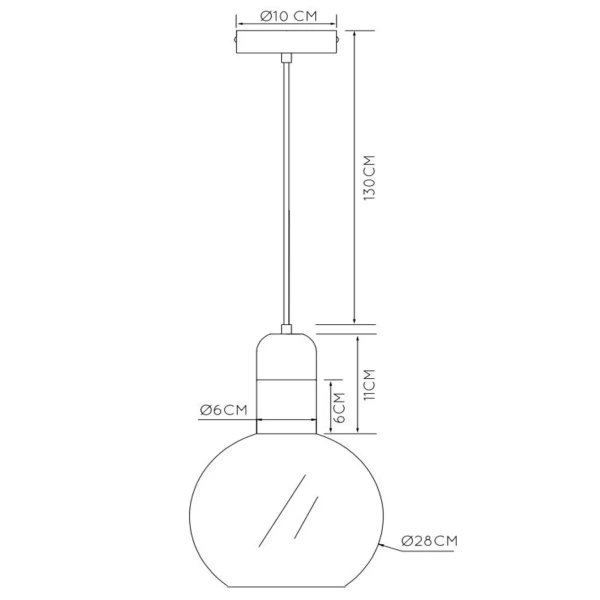 Szklana wisząca lampa Julius 34438/28/65 Lucide loftowa czarna złota