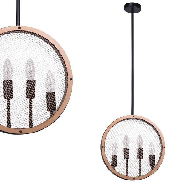 LAMPA wisząca ARETE 312907 Polux rustykalna OPRAWA okrągła ZWIS świecznikowy złoty czarny