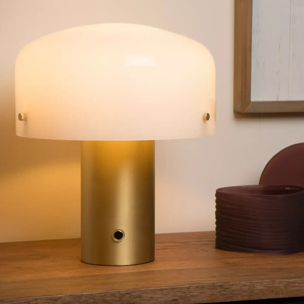Lampka na stolik TIMON 05539/01/02 Lucide grzyb szklana złota biała
