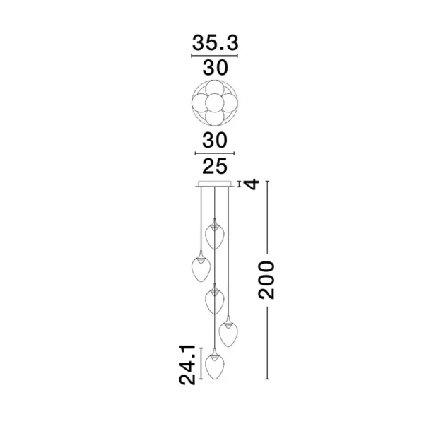 Nowoczesna sufitowa lampa VAZENDO LE45117 LED 30W 3000K czarny szary