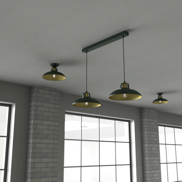 Industrialna lampa wisząca Felix do jadalni zielona złota