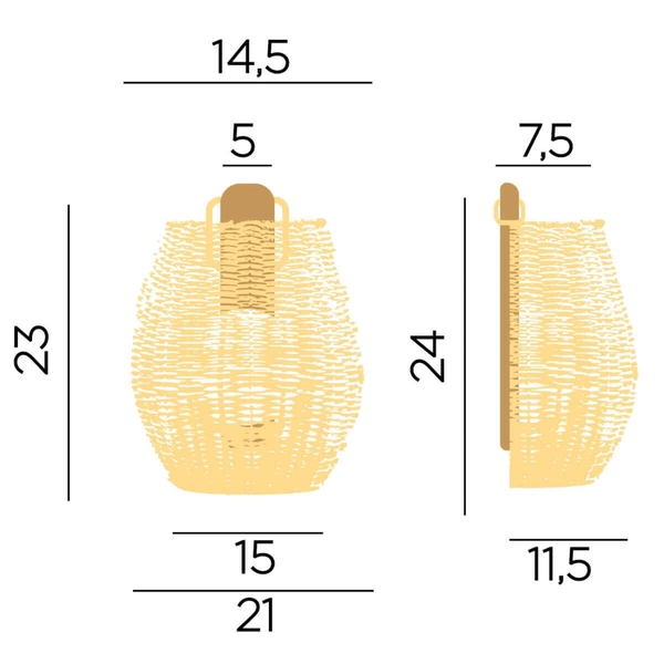 Pleciony kinkiet ścienny Saona LUMSAO025XXWLNW IP54 cage japandi naturalny