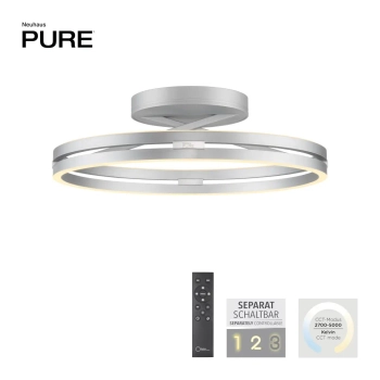 Sufitowa lampa na pilot PURE E-LOOP srebrna 6552-95 1xLED 20W 2700-5000K zmienna barwa