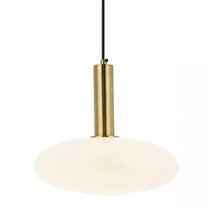 Owalna lampa wisząca 22072 szklana dysk biały złoty