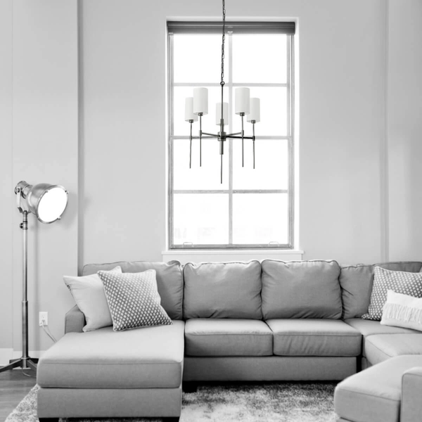 Wisząca lampa abażurowa DARLING ST-9501-5 BLACK czarny biały