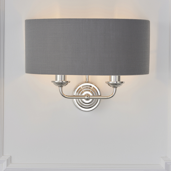 Lampa ścienna Highclere 94406 Endon podwójny antyk szary nikiel