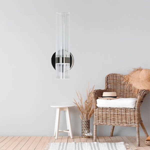 Ryflowana naścienna lampa Ambiente LP-1510/1W GR przezroczysty grafit